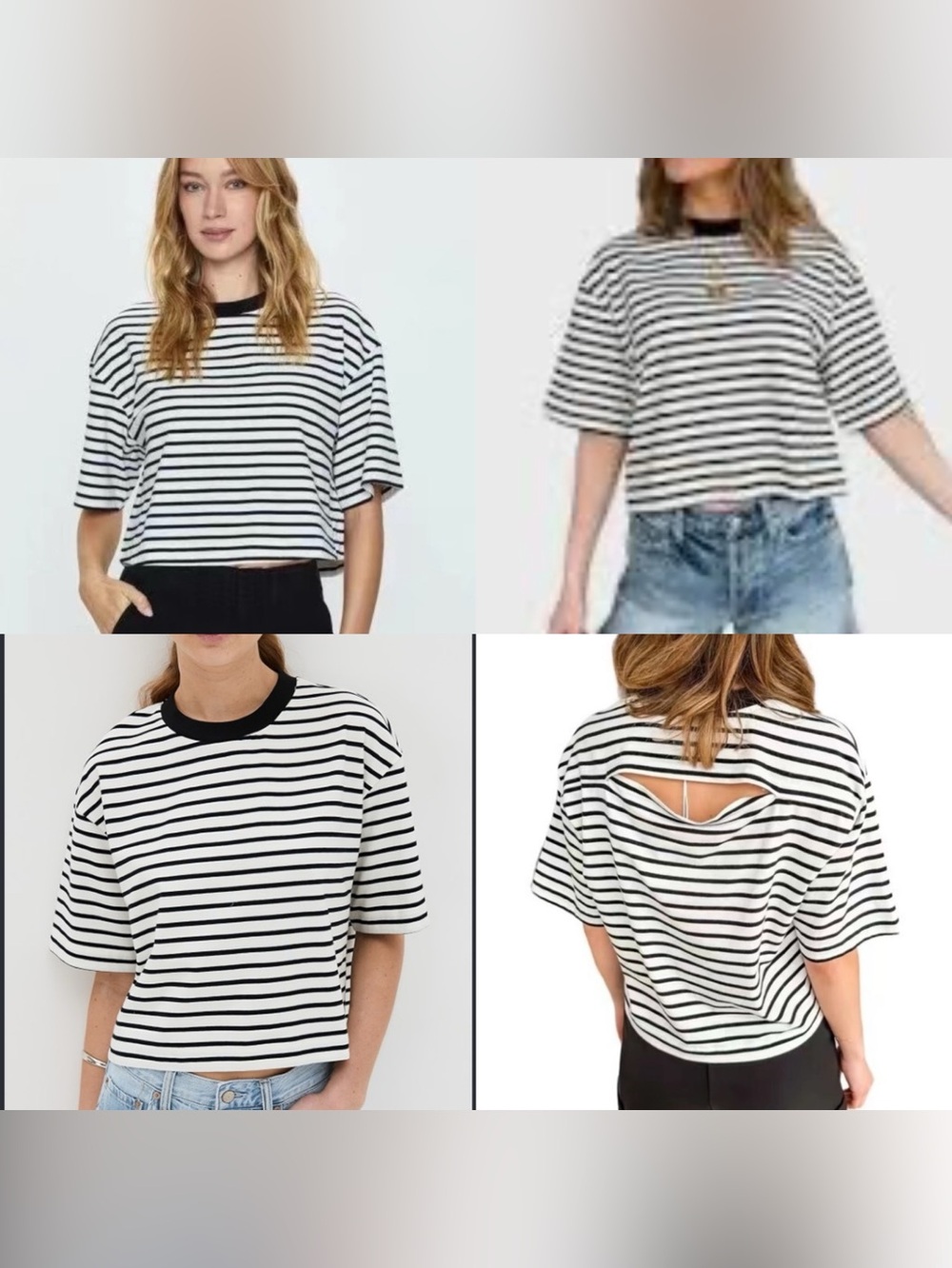 Pistola Mae Stripe Cotton back cutout crop T-shirt ladies size L